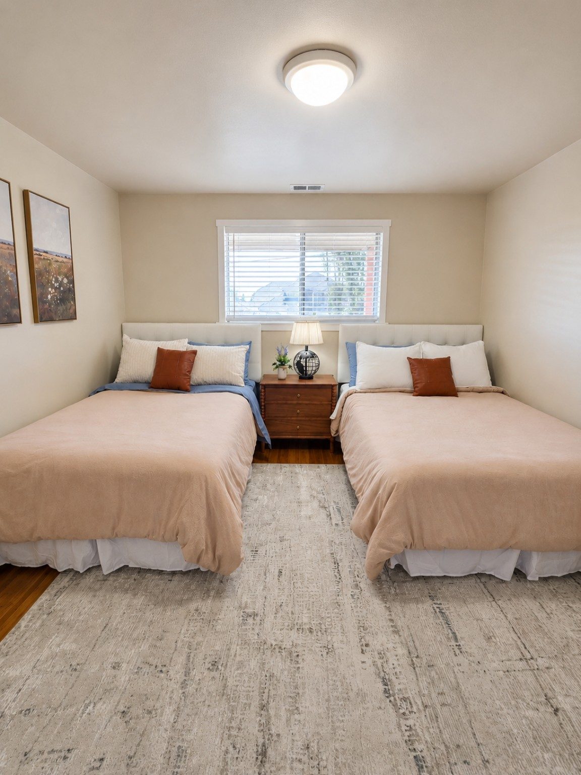Two-double-bed bedroom