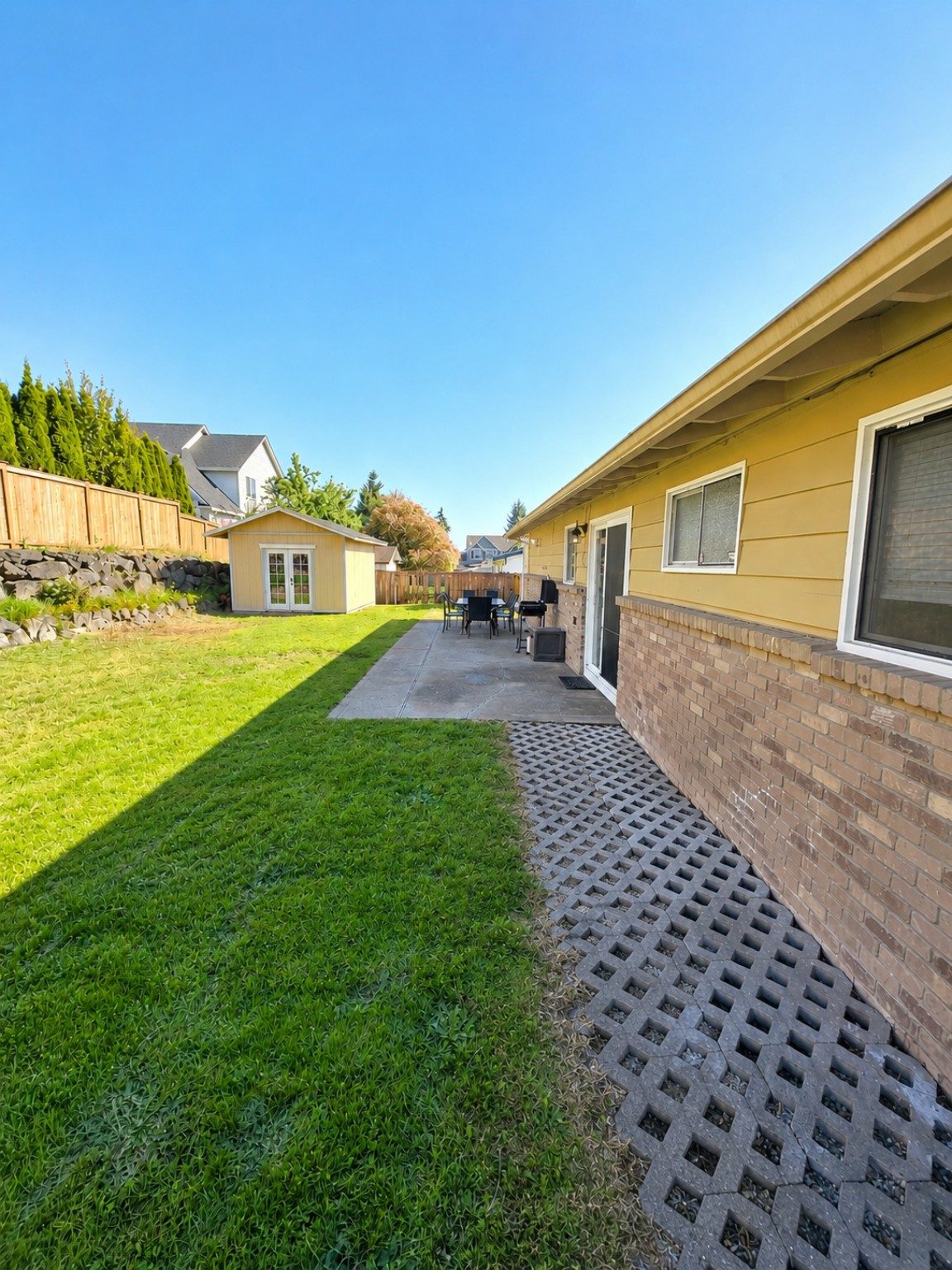 Fenced backyard