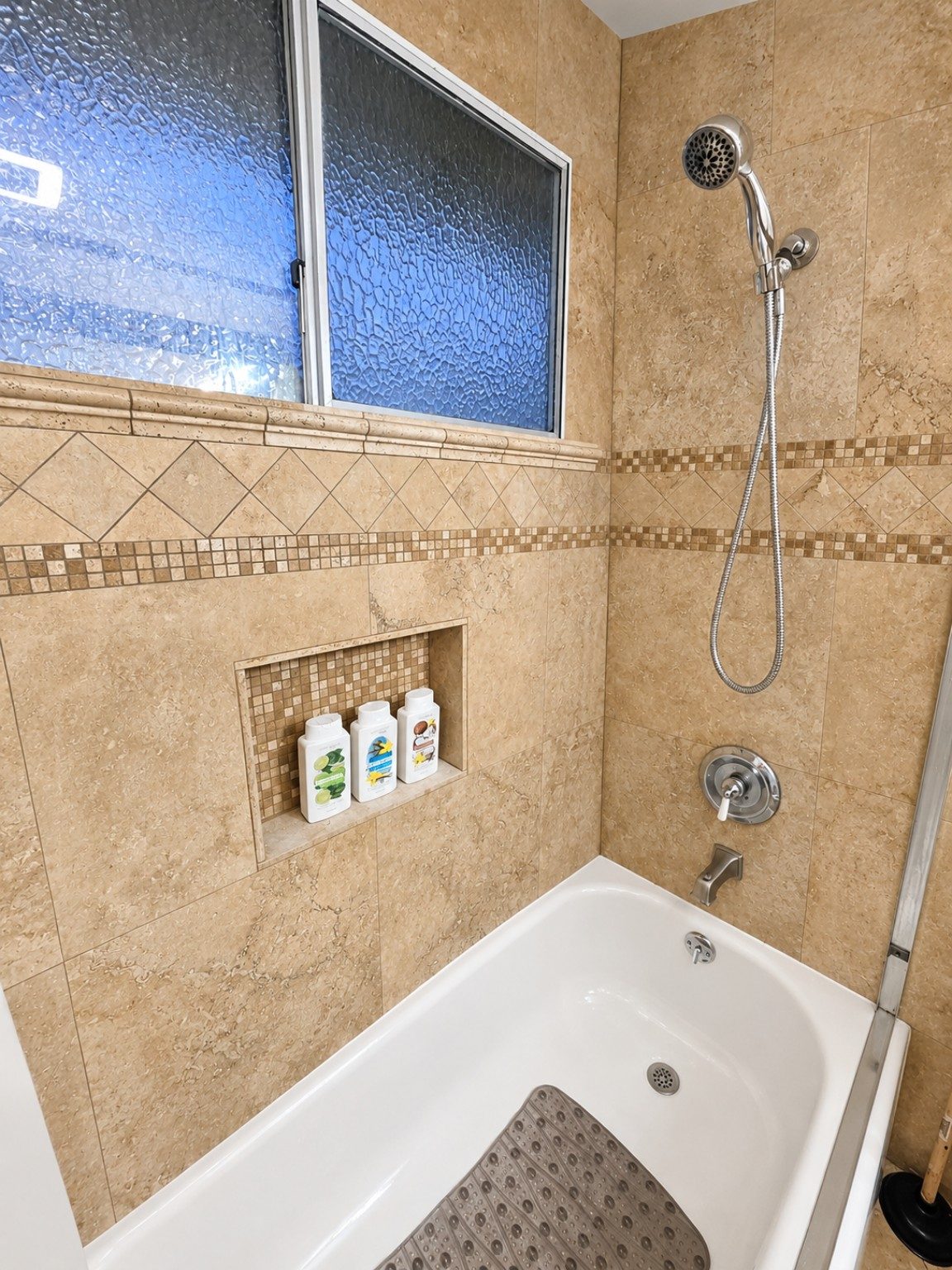 Tiled bathtub and shower